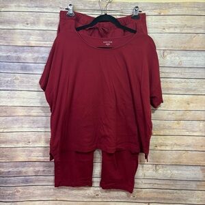 Eileen Fisher Pajamas Loungewear Set Red Medium Large
